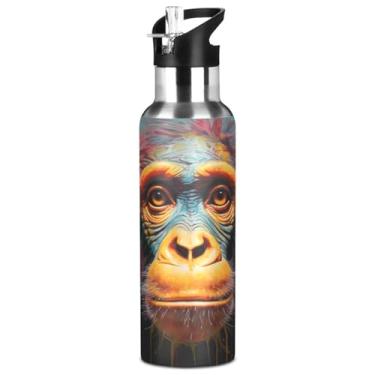 Imagem de Burbuja Gorillas Garrafa de água de aço inoxidável, garrafas de água isoladas a vácuo com tampa de canudo para esportes, academia, escola - à prova de vazamento e suor, sem BPA, 946 ml