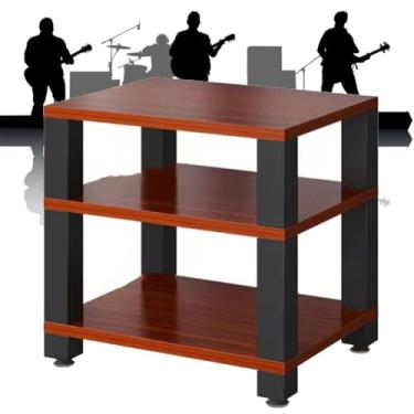 Imagem de Rack HiFi 2 3 4 níveis de armazenamento de mídia suporte toca-discos com absorção de choque, equipamento AV suporte móvel de mídia aberta (preto, 60 x 48 x 10 cm)