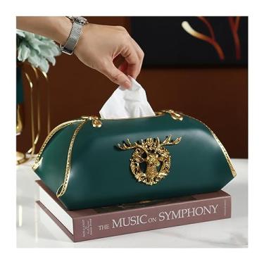 Imagem de Caixa de toalhas Gaveta de papel doméstica, decoração mesa jantar para sala estar, caixa tecido decorativa criativa Organizador para Home(Green)