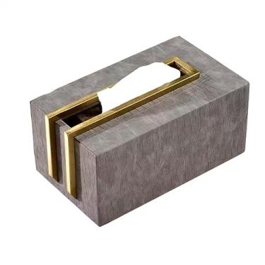 Imagem de Caixa de toalhas Caixa de tecido aço inoxidável, decoração sala estar, gaveta couro para mesa jantar doméstica Organizador para Home(Gray)