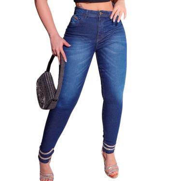Imagem de Calça Jeans Skinny Feminina Cintura Alta com Elastano Pala Coração-Feminino