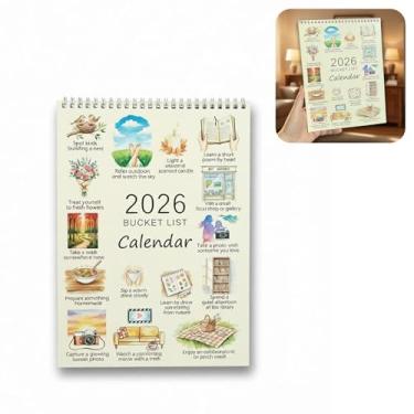 Imagem de Calendário de lista de desejos 2026 – Calendário mensal ilustrado de parede e mesa com instruções simples para alegria diária, planejamento e reflexão