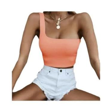 Imagem de Top Cropped Feminino De Um Ombro Só Sem Mangas Para O Verão, Blusa Reg