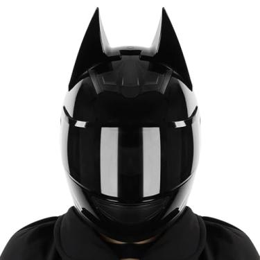 Imagem de Capacete de cavaleiro de orelha de gato, capacete de motocicleta com certificação DOT, capacetes de motocicleta descolados para equitação de estrada, capacete de corrida de rua - unissex, elegante e