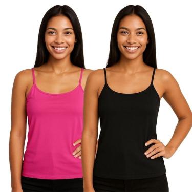 Imagem de Kit 2 Blusas Regata Feminina de Alcinha Lisa-Feminino