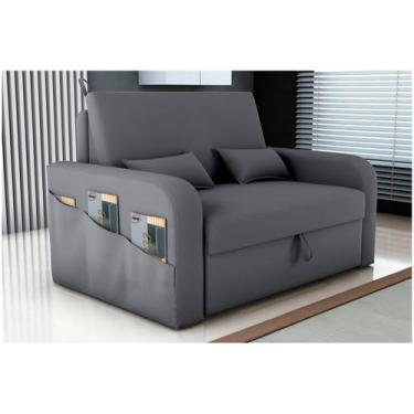 Imagem de Sofá Cama Lady Day 2 Lugares Conforto Veludo Cinza Matrix Sala Com Baú
