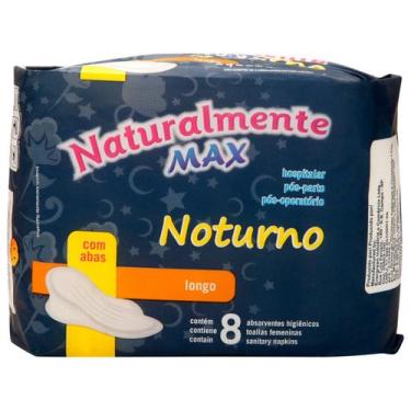 Imagem de Absorvente Naturalmente Max Noturno Longo com Abas 8 Unidades, 1 pacot