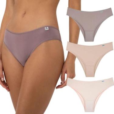 Imagem de Kit 3 Calcinhas Biquíni Delrio Cós Baixo Cobertura Média, K264, Quartz