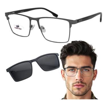 Imagem de Armação De Óculos Masculino Para Grau Grande Clip On Solar - Multiclip