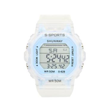 Imagem de Relógio Feminino Digital Esportivo Azul Claro Transparente - Tudo em C