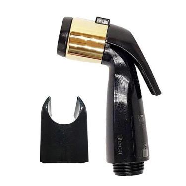 Imagem de Ducha Manual Higiênica Preto Brilhante E Dourado Com Suporte - 4906003
