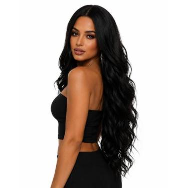 Imagem de peruca ondulada orgânica 70cm Preta - gm hair