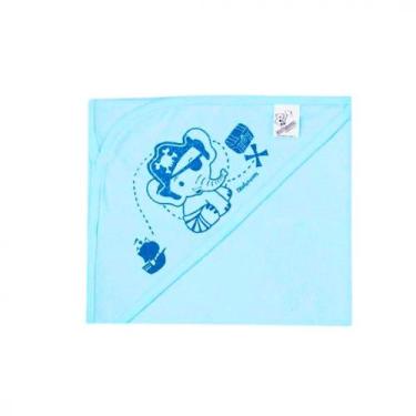 Imagem de Toalha de banho bebe mafessoni simples c/capuz, azul