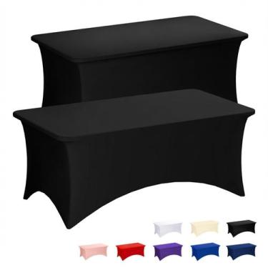 Imagem de Toalha de Mesa Fixwal 2 Unidades Preta Esticável para Mesa de 244 cm