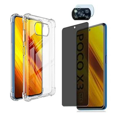 Imagem de Kit Capa Anti Impacto e Película De Vidro Privacidade + Película da Câmera Para Xiaomi Poxo X3 NFC Poco X3 PRO