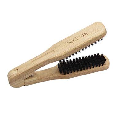 Imagem de Zwbfu Alisador de cabelo Escova de madeira para salão de cabeleireiro Pente de estilização antiestático