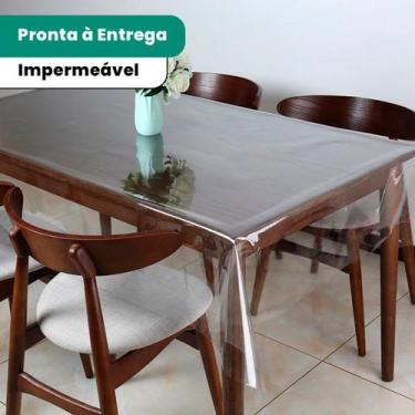 Imagem de Toalha De Mesa Transparente Impermeável Plástico Pvc 2,50 X 1,40 Cozin