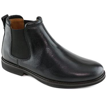 Imagem de MJNY Mens Casual Comfortable Genuine Leather Chelsea Ankle Boots Lightweight Breathable Elastic Classic Fashion Chukka Dress Boots Black Grainy 11.5