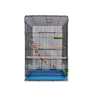 Imagem de KIZQYN Gaiolas de pássaros grande para passarinho de veloço Lovebird portátil de tamanho grande pássaros gaiola de viagem pet casa 60 cm com escada brinquedos pendurados gaiola de voo (cor: a)