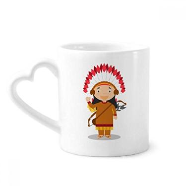 Imagem de Caneca de desenho animado Tribo Aborígene EUA café cerâmica copo de coração de vidro