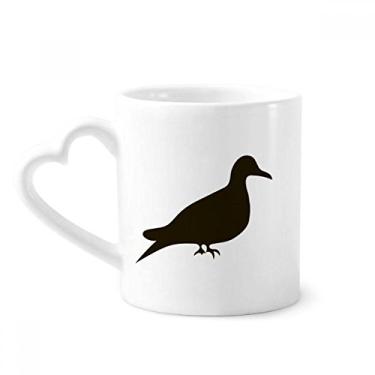 Imagem de Caneca de retrato de animal de pombo preto café cerâmica copo de coração de vidro