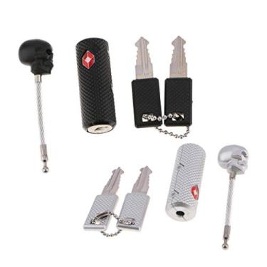 Imagem de Prettyia 2 cadeados de bagagem aprovados pela TSA com cabeça de caveira + 4 chaves para viagem flexível, ultra seguro - prata + preto