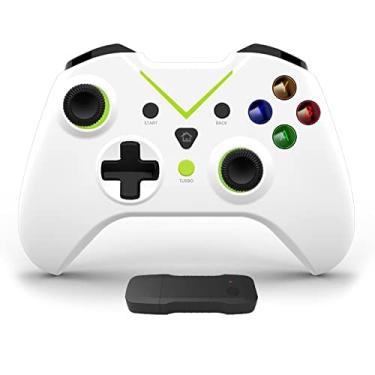 Imagem de Controlador de jogos sem fio para Xbox Series S/Series X/One S/One X/360/One/PS3/PC/PC 360/Windows 7/8/10/11, Vibração dupla embutida com conexão 2.4GHz, Carregamento USB, Luz de fundo LED (branco verde)