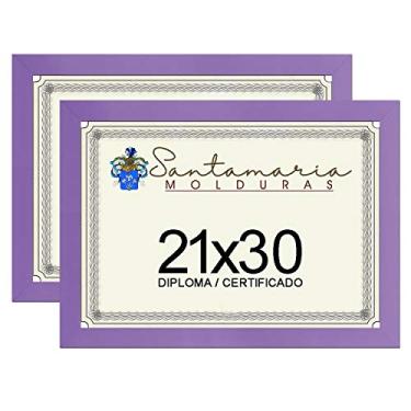 Imagem de Kit 2 Molduras Porta Diploma Certificado A4 21x30 Lilás