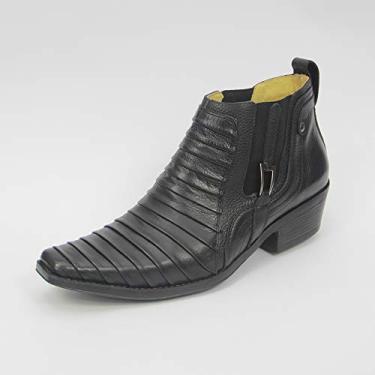 Imagem de bota masculina estilo country em legitimo couro bovino tipo latego, solado de borraca forrada palmilha espumada modelo 080 (43, latego preto)