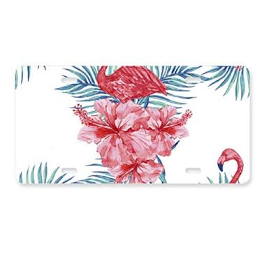 Imagem de DIYthinker Placa de carro com símbolo de folha de flamingo, acessório de aço inoxidável para decoração de carro