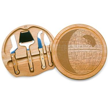 Imagem de PICNIC TIME Conjunto de tábua de queijo e faca Star Wars Death Star Circo, tábua de corte de madeira, (Parawood)