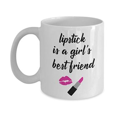 Imagem de Caneca de café batom is A Girls Best Friend - Caneca de cacau quente de chá divertido - ideia de de Natal