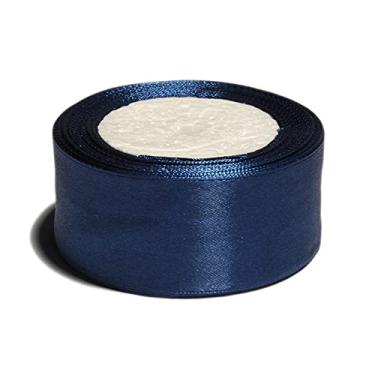Imagem de SOUGAO Fita de cetim de seda rolo de cetim fita de tecido (40 mm de largura 22 m de comprimento), use para embalagem de presente, artesanato, costura, fita de cabelo de casamento (azul marinho)