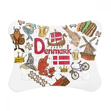 Imagem de Dinamarca Amor Coração Landscap Moldura de quebra-cabeça Bandeira Nacional Decoração de imagem Enfeite de jogo de quebra-cabeça