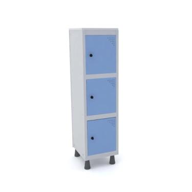 Imagem de Armário Roupeiro 3 Portas Aço Mgrp 501/3 Cinza/azul Dali