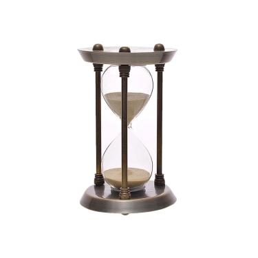 Imagem de Ampulheta Decorativa em Metal Dourado e Areia Bege 16cm HJ3037 BTC