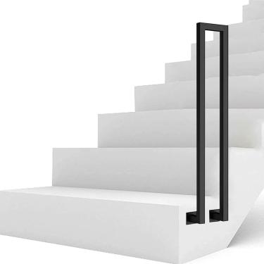 Imagem de Corrimão de escada para paredes laterais de degraus, corrimão de corrimão de escada externa de 1 degrau, balaustrada de corrimão de ferro forjado de jardim para decks de jardim e varanda, 35