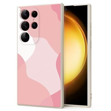 Imagem de YSLBWLE Capa para Samsung Galaxy S22 Ultra, capa fina de silicone líquido, à prova de choque, capa de telefone fina fina para Galaxy S22 Ultra, capa protetora de câmera de corpo inteiro-bege branco + rosa 9-sam s22u-02