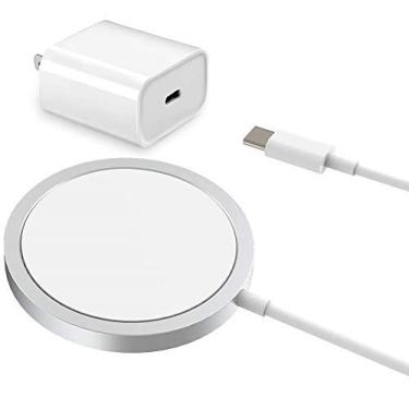 Imagem de Carregador magnético sem fio para iPhone 12/12 Mini/12 Pro/12 Pro Max e Apple AirPods 2/Pro (com adaptador USB-C 20W), carregamento rápido