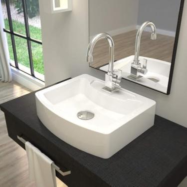 Imagem de Kit 3 Cubas para Banheiro Rt41w Retangular Aria Compace Branco