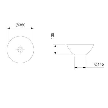 Imagem de Kit 3 Cubas de Apoio Redonda sem Mesa 350 Design D1 Celite Matte Black