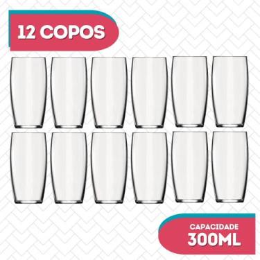 Imagem de 12 UN Copos Oca Vidro Transparente Redondo 300ml Durável Nadir - NADIR