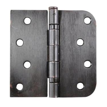 Imagem de Hinge Outlet Dobradiças de porta com rolamento esférico externo, quadradas de 10 cm com raio de 1,5 cm, bronze polido a óleo, pacote com 2