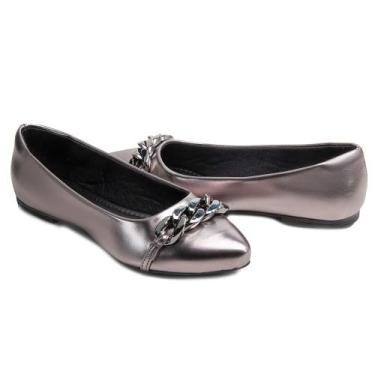 Imagem de Sapatilha Casual Feminino Detalhe Corrente Frontal Design Moderno Conf