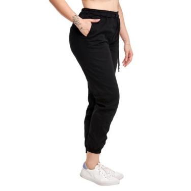 Imagem de Calça Jogger Sarja Feminina Skinny Com Punho S01F - Wooks, M, Preto