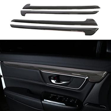 Imagem de YOFAMO Para CRV 2017-2022 Acabamento do painel da porta interna ABS Textura de fibra de carbono Decoração interna Adesivo de guarnição de listras Acessórios de decoração de interiores para Honda CRV CR-V 2017 2018 2019 2020 2021 2022 4 peças