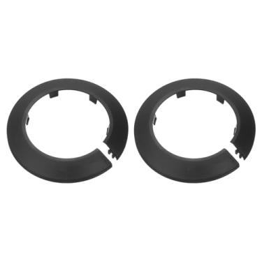 Imagem de uxcell 2 peças de decoração de tampa de tubo de flange com diâmetro externo de 75 mm, escudo de radiador de plástico PP, capa de linha de drenagem de tubo de água redonda tipo fivela, preta