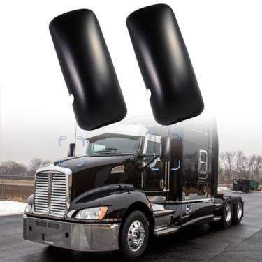 Imagem de Sterlix Capas de retrovisor de porta pretas para Kenworth T660 T170 T270 T370 T440 T470 T800 T600, conjunto de capas de espelho lado do motorista e do passageiro (par)