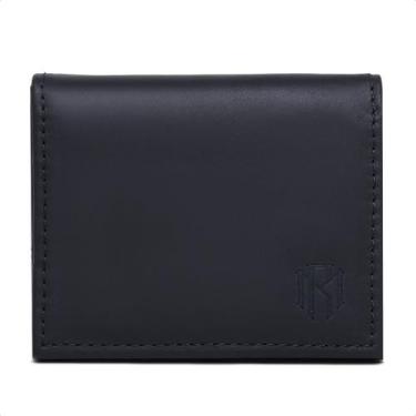 Imagem de Carteira masculina em couro legitimo com plastico em l porta cartao ro