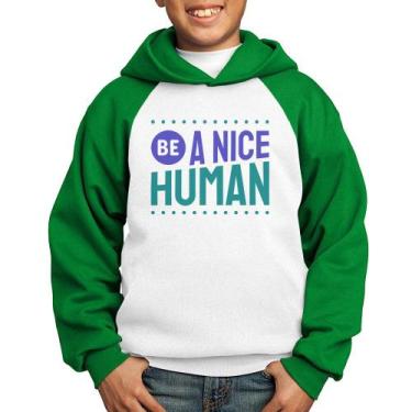 Imagem de Moletom Infantil Be A Nice Human  - Foca na Moda, Branco, Verde, 12
